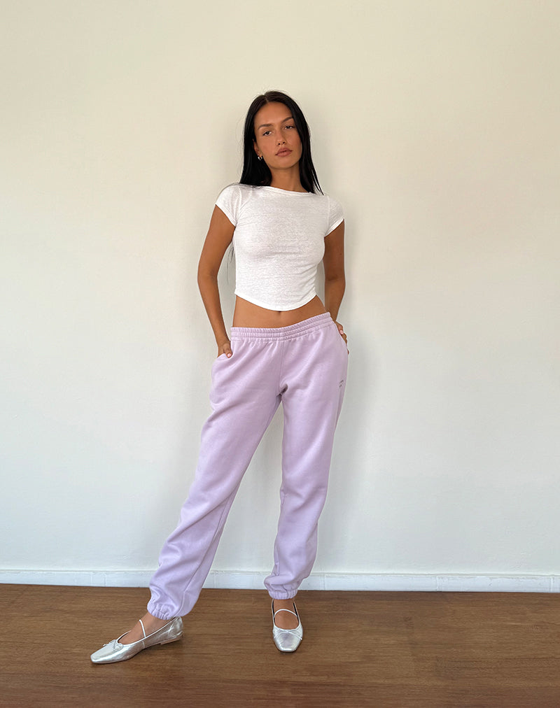 Image de Em Jogger en gris violet avec broderie de nœud