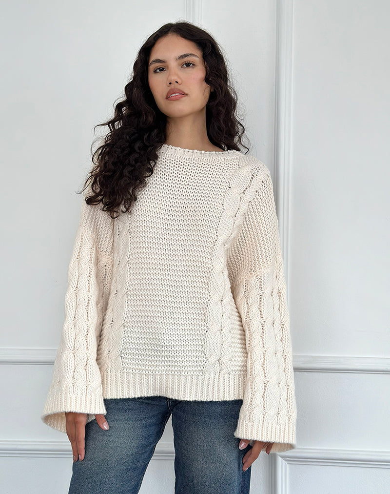 Pull Emarti en maille de luxe Ivoire