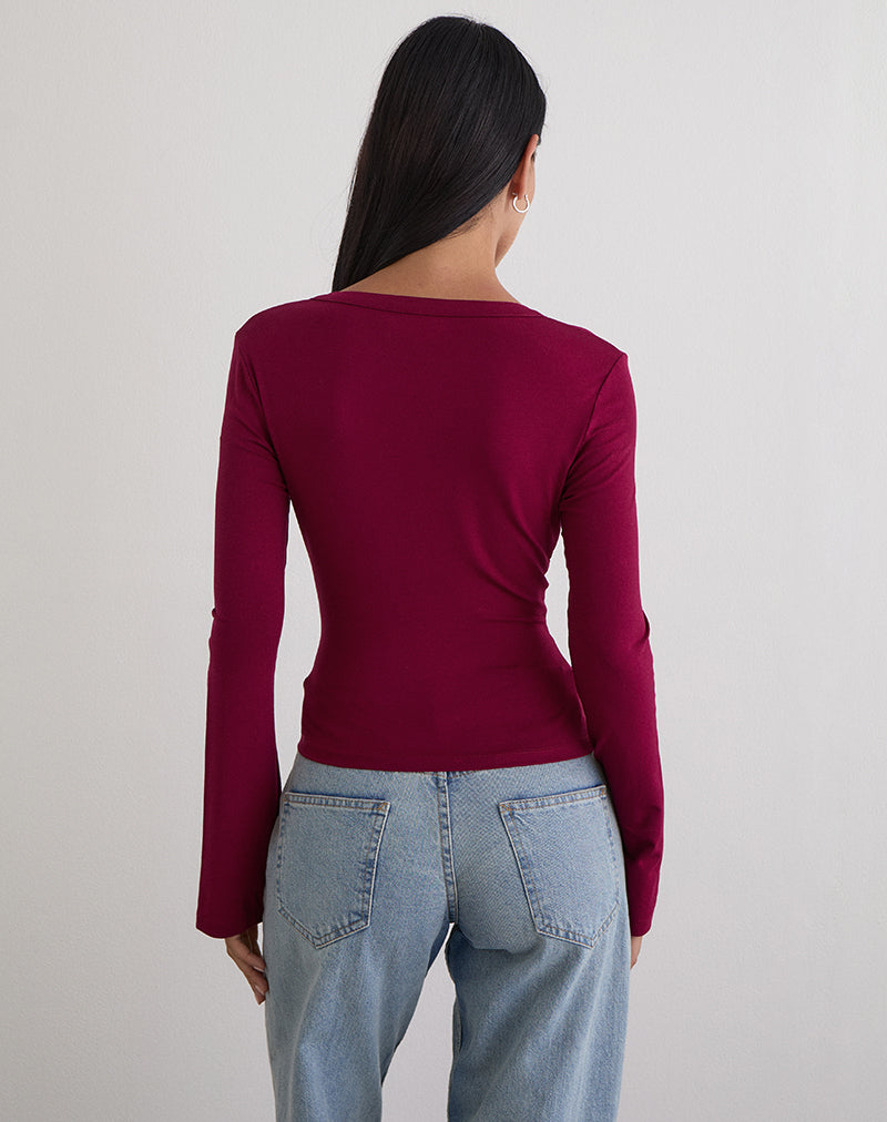 Image de Emesy Long Sleeve Top in Burgundy