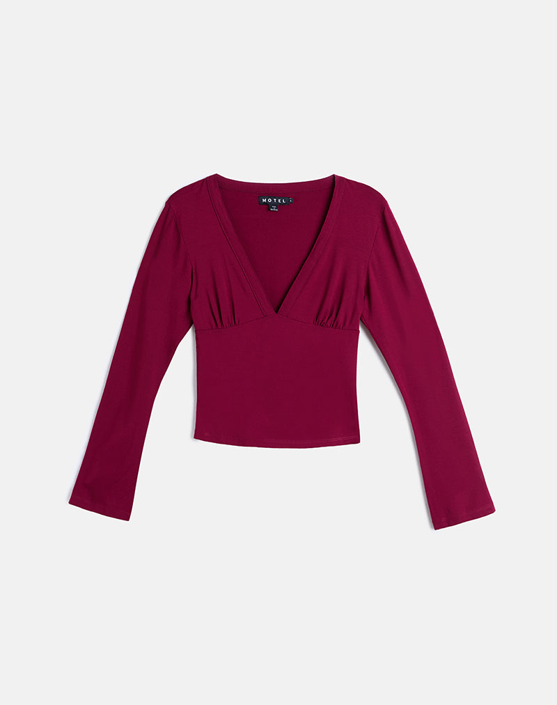 Image de Emesy Long Sleeve Top in Burgundy