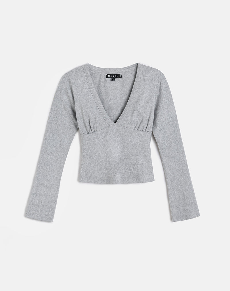 Emesy Long Sleeve Top in Grey Marl (Top à manches longues Emesy en gris marron)