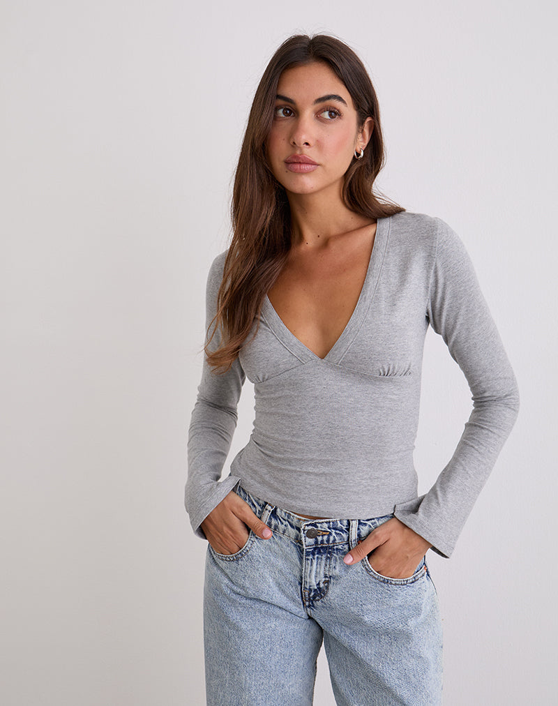 Image de Emesy Long Sleeve Top in Grey Marl