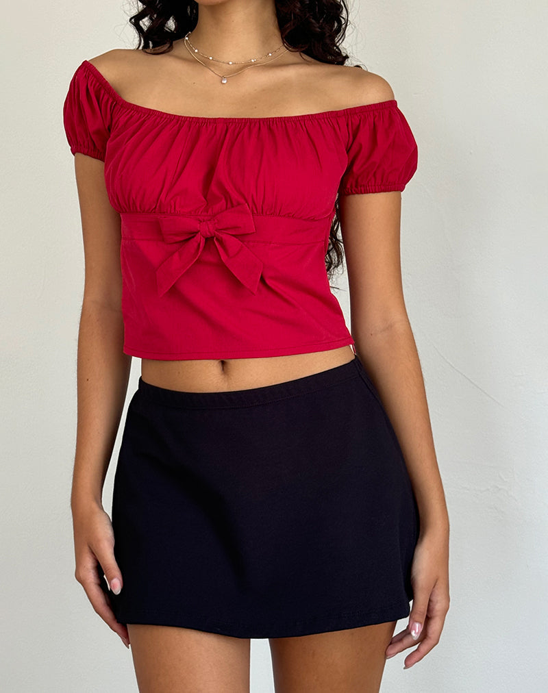 Image de Endah Bardot Top in Poplin Adrenaline Red