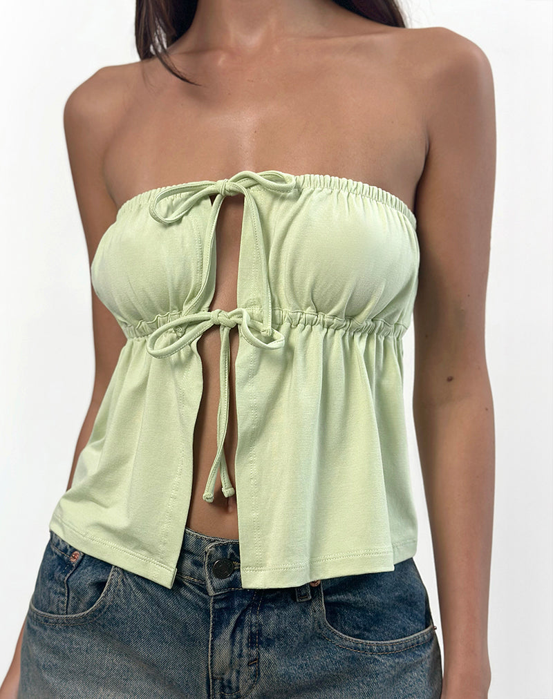 Image de Ender Tie Bandeau Top in Rayon Pistachio