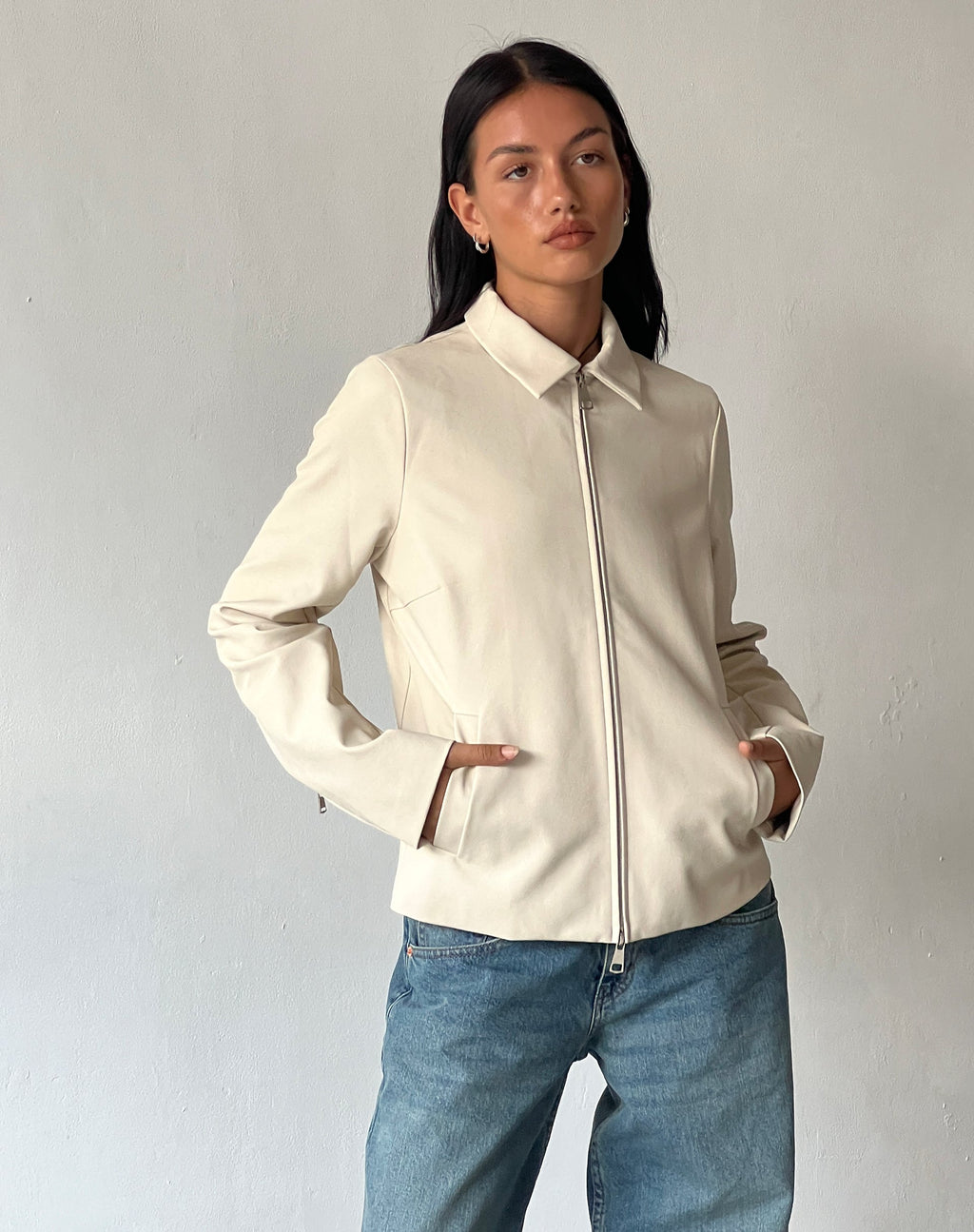Veste Enid en PU ivoire