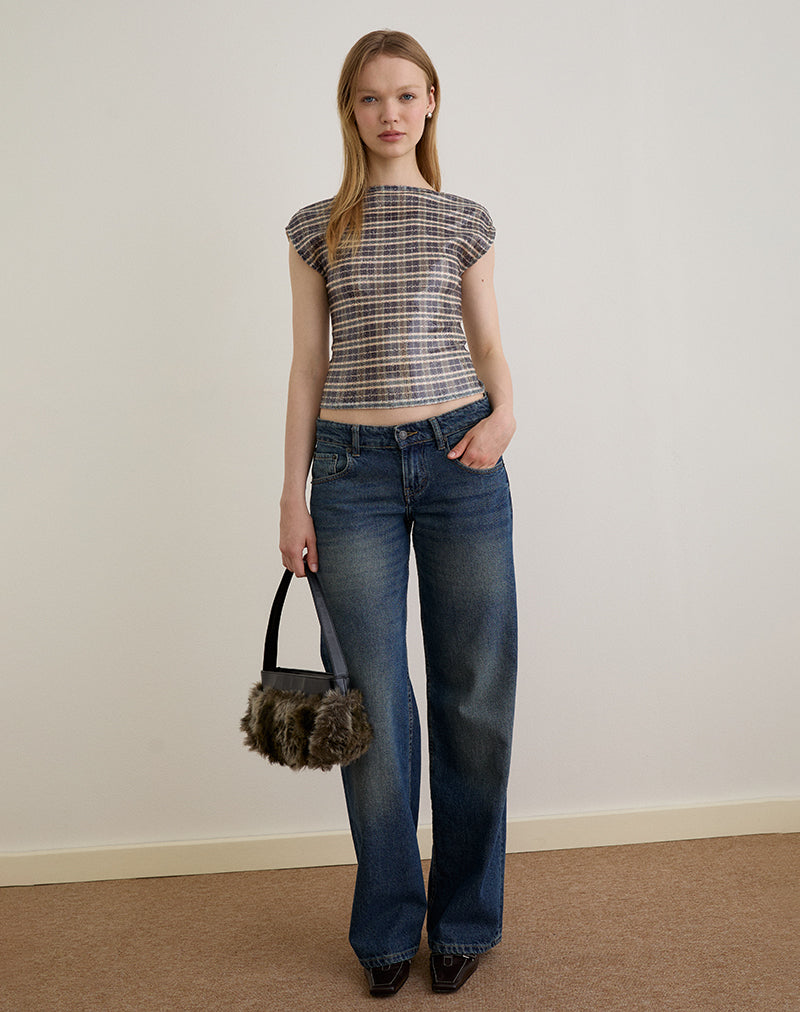 Image de Erica Top in Sequin Vintage Check Brown