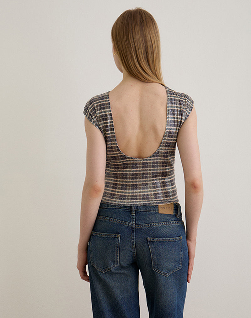 Image de Erica Top in Sequin Vintage Check Brown