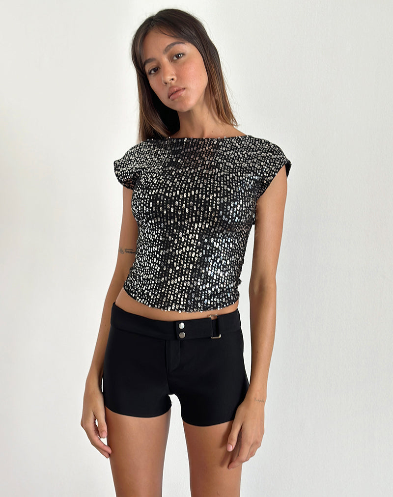 Image de Erica Top dos nu en paillettes noires et vaporeuses