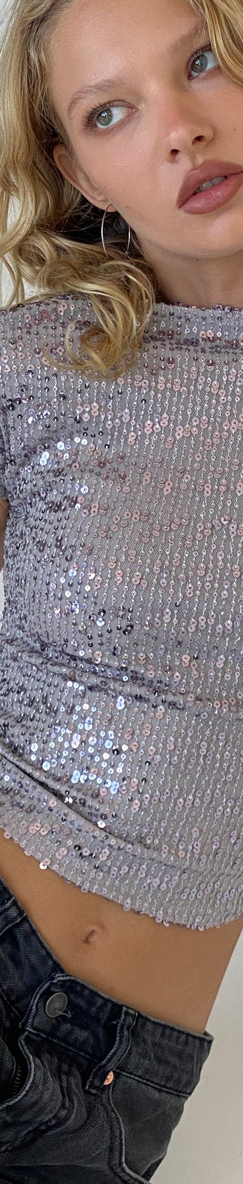 Image of Erika Backless Top in Silver Sequin