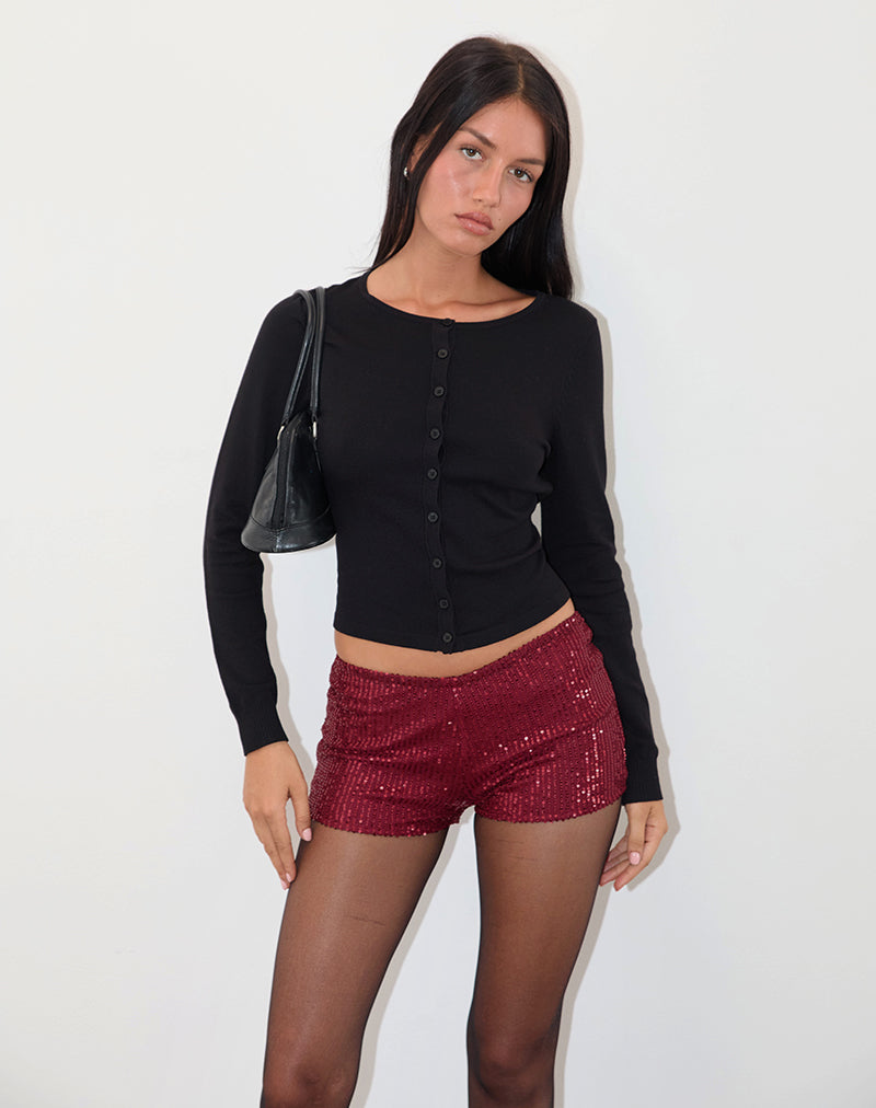 Image de Erna Shorts in Drape Mini Sequin Maroon