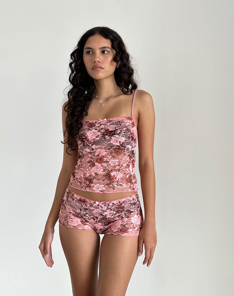 Image de Erna Shorts in Pink Lace Floral Bloom