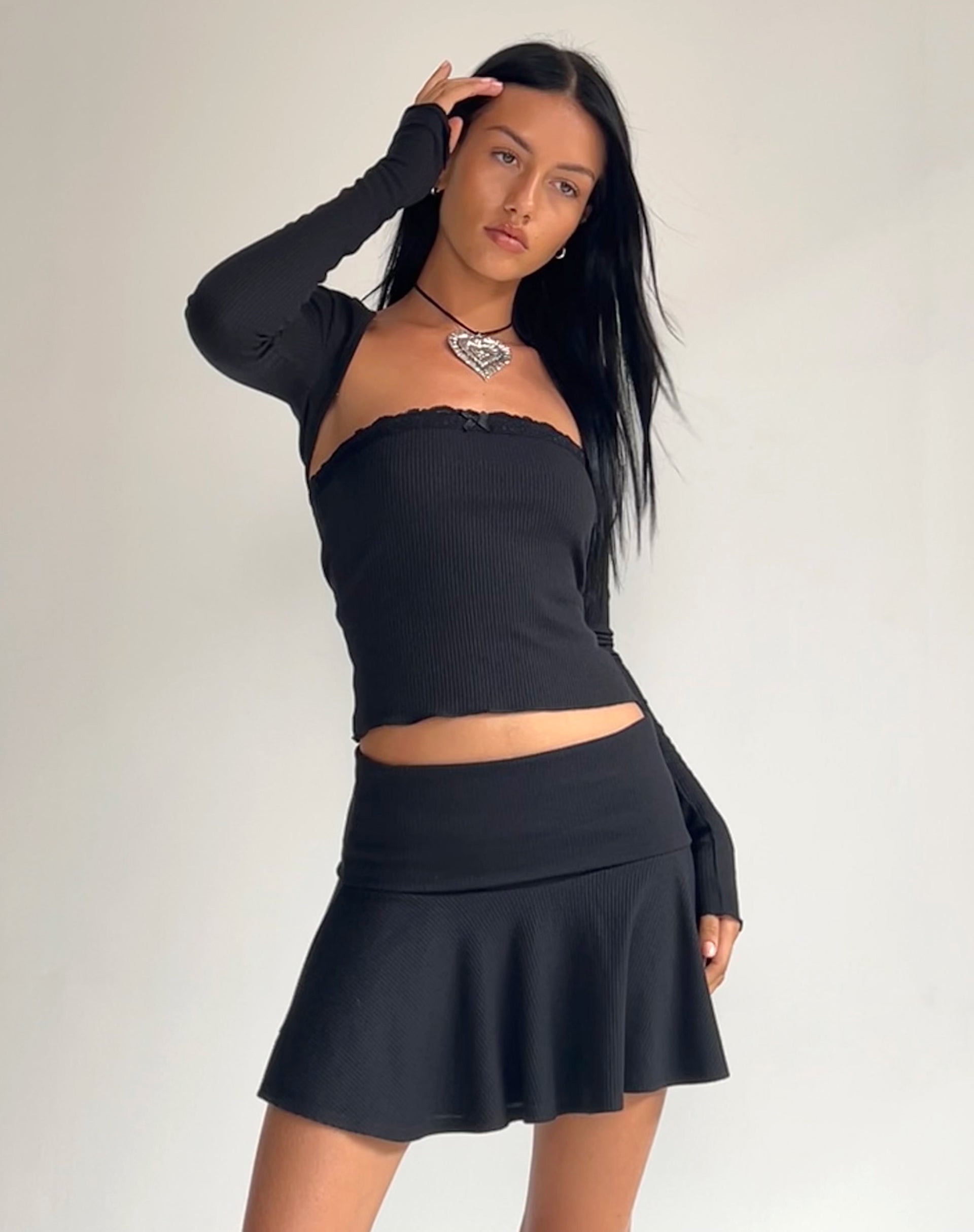 Image de Orla Micro Mini Rib Skirt in Black