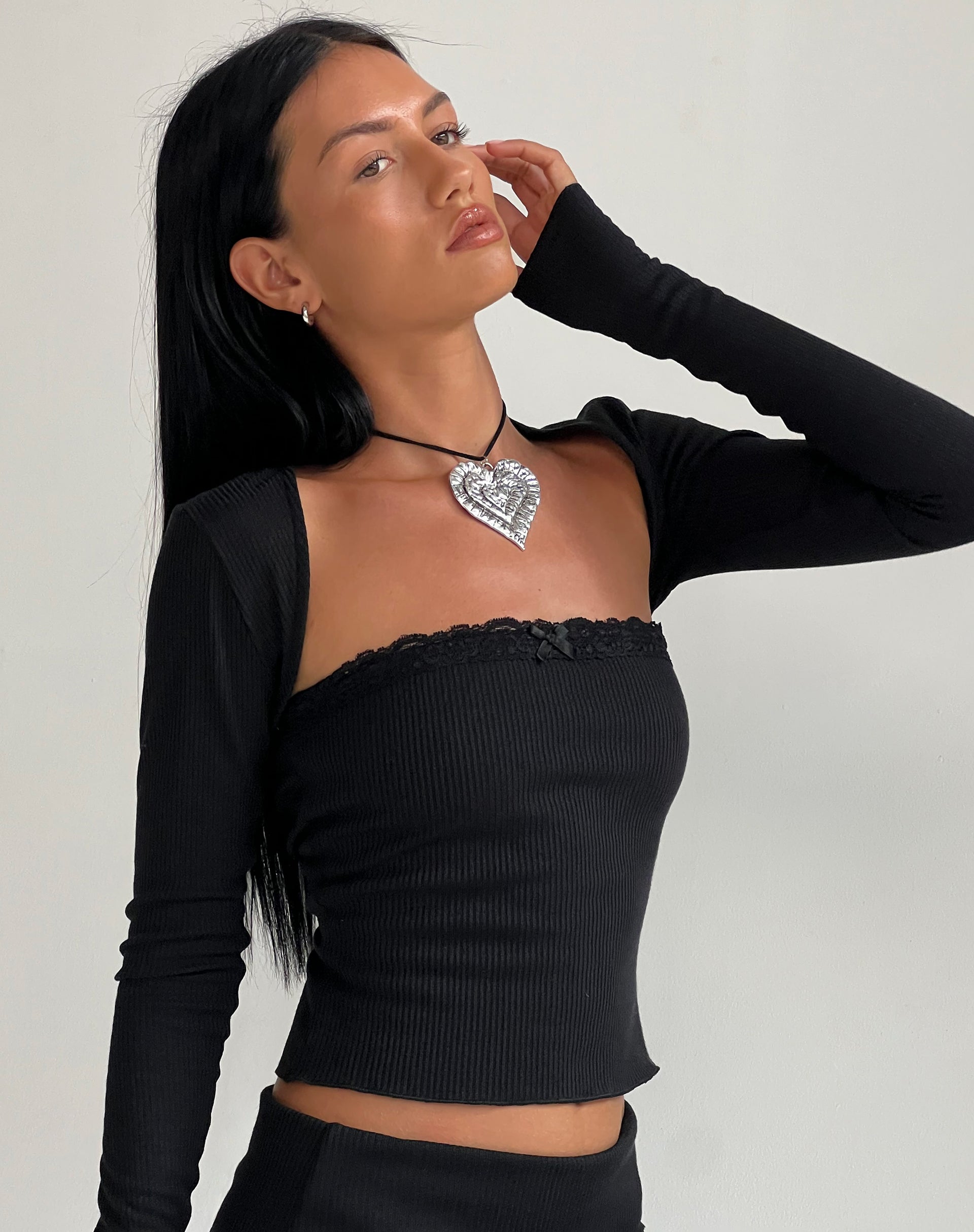Image de Ernie Bandeau Rib Top in Black