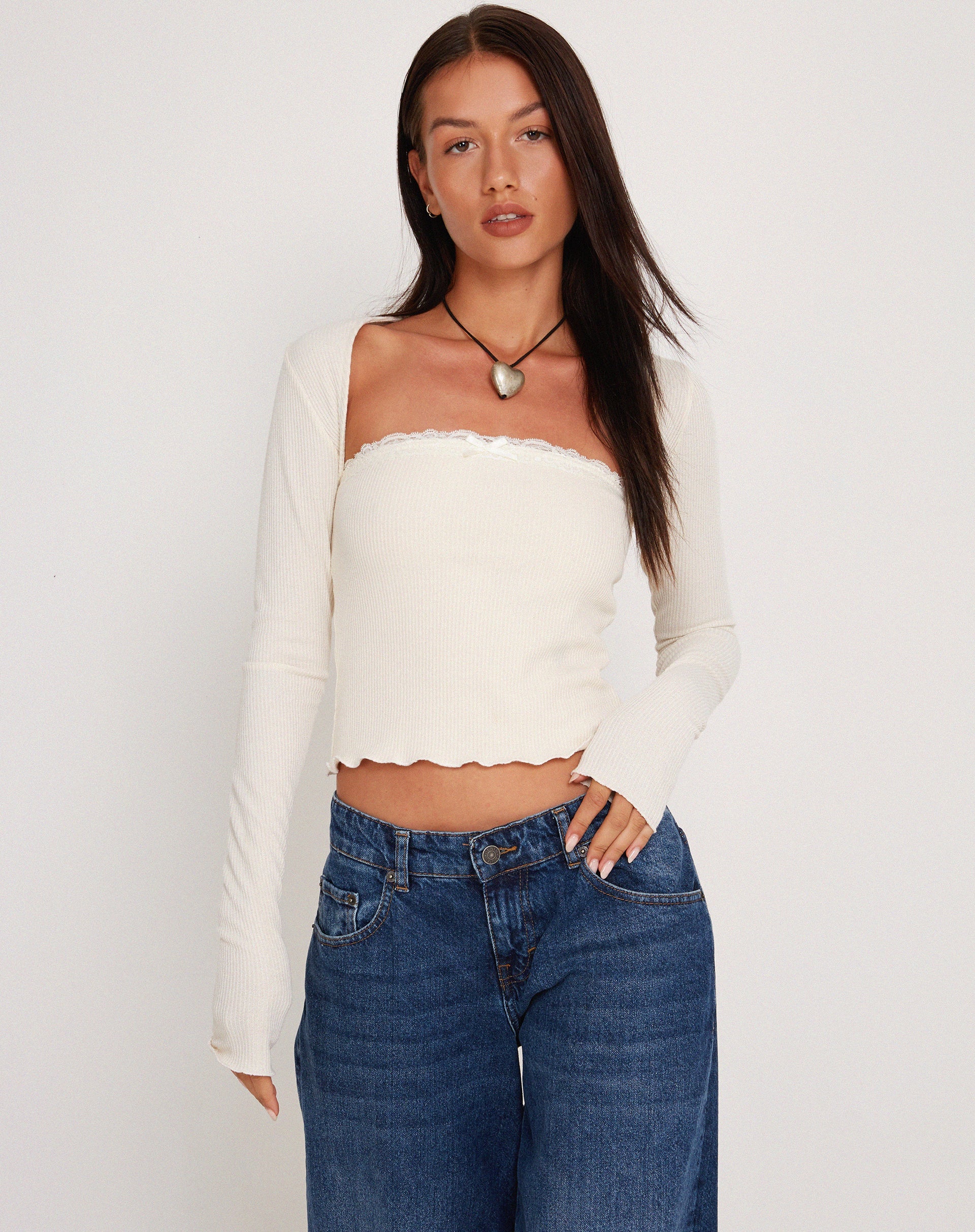 Image de Suri Rib Shrug Top in Ivory