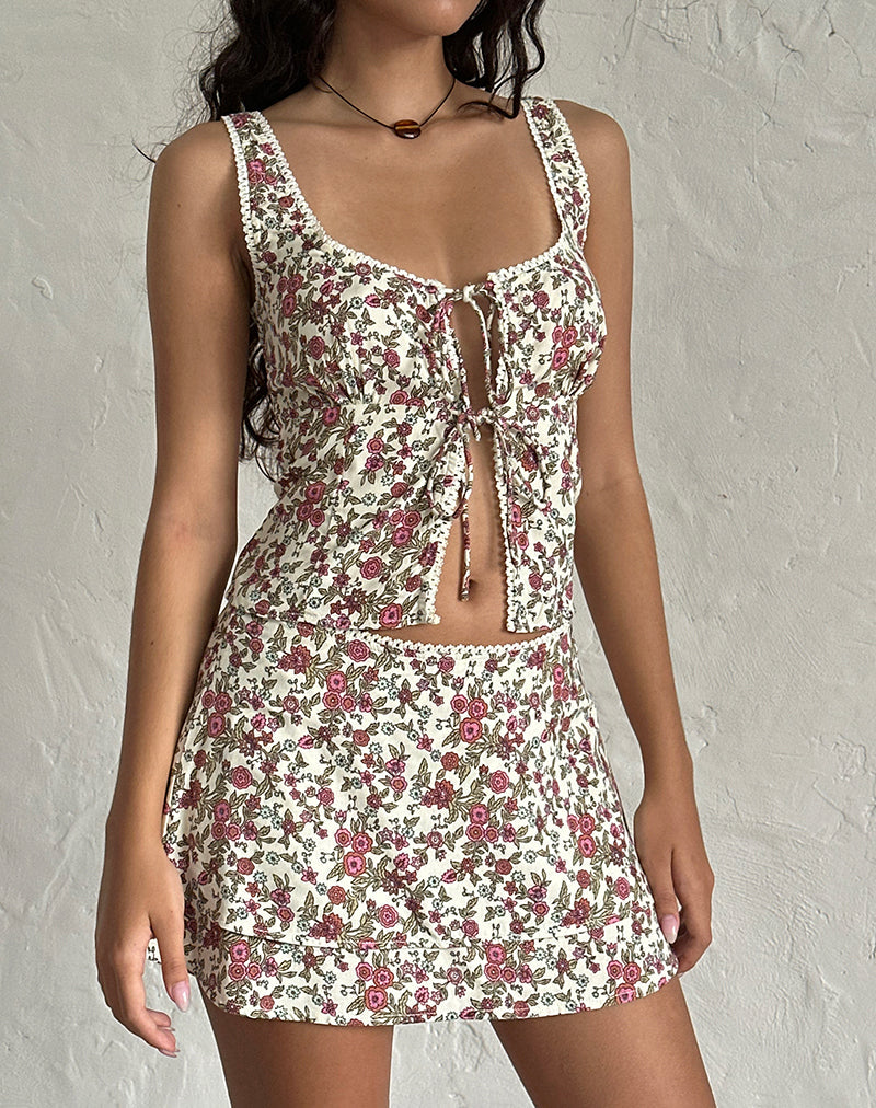 Minijupe Luiso, Vintage Bloom Ivoire
