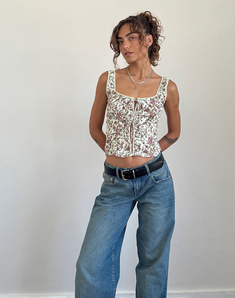 Image de Esau Tie Front Top in Vintage Bloom Ivory