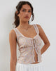 image de Esau Tie Front Top in 70s Prairie Girl Floral