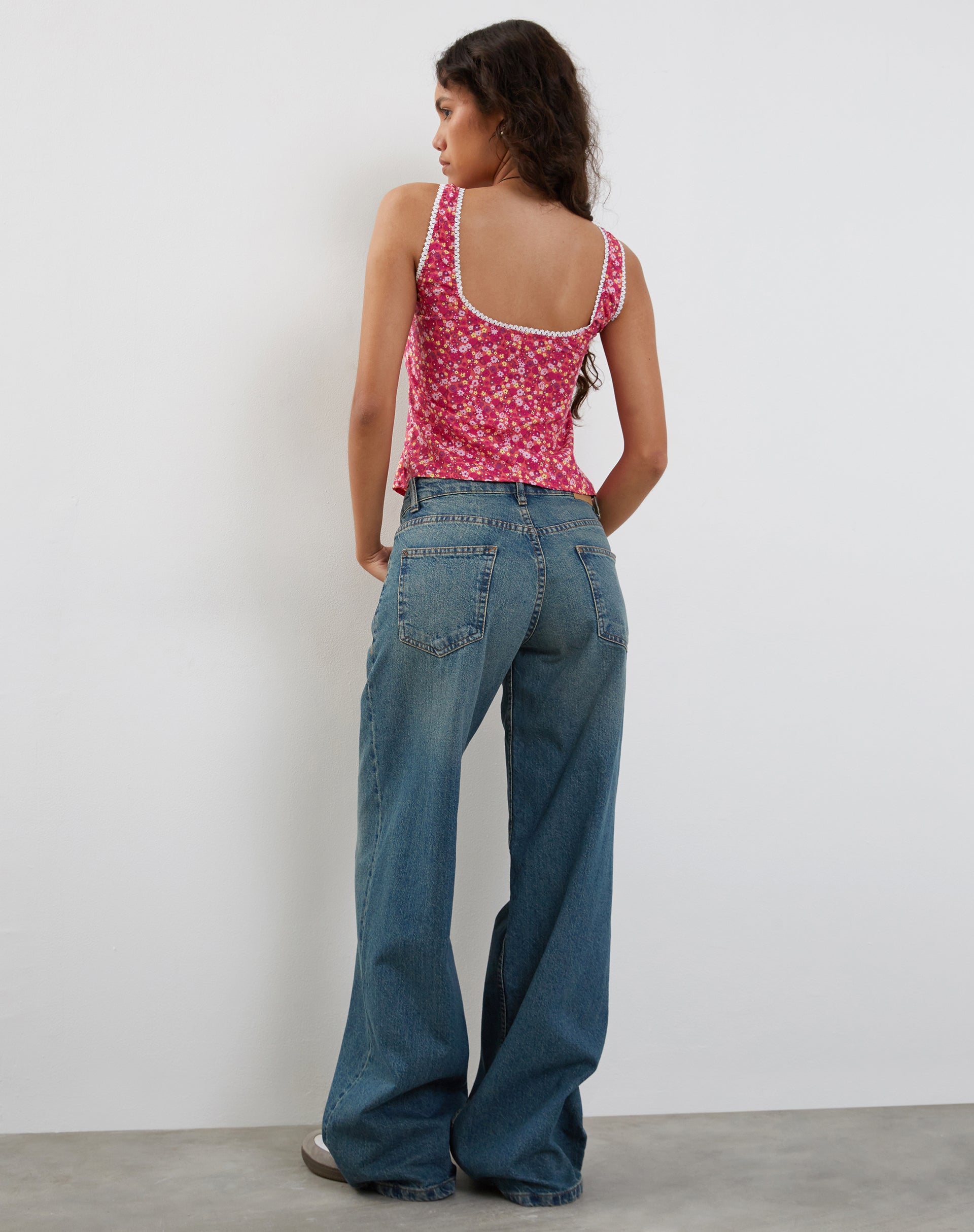 Image of Esau Tie Front Top in Ditsy Floral Pink