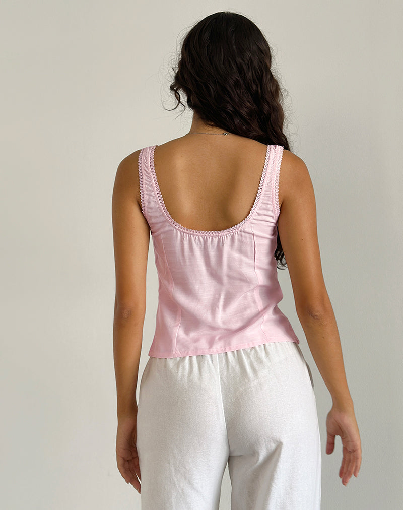 Image de Esau Tie Front Top in Light Pink Private Slub