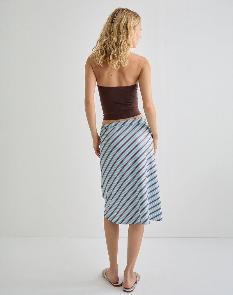 Image of Esmeray Midi Skirt in Diagonal Stripe Light Blue