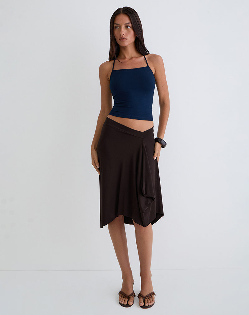 Jupe midi Esmeray, marron chocolat