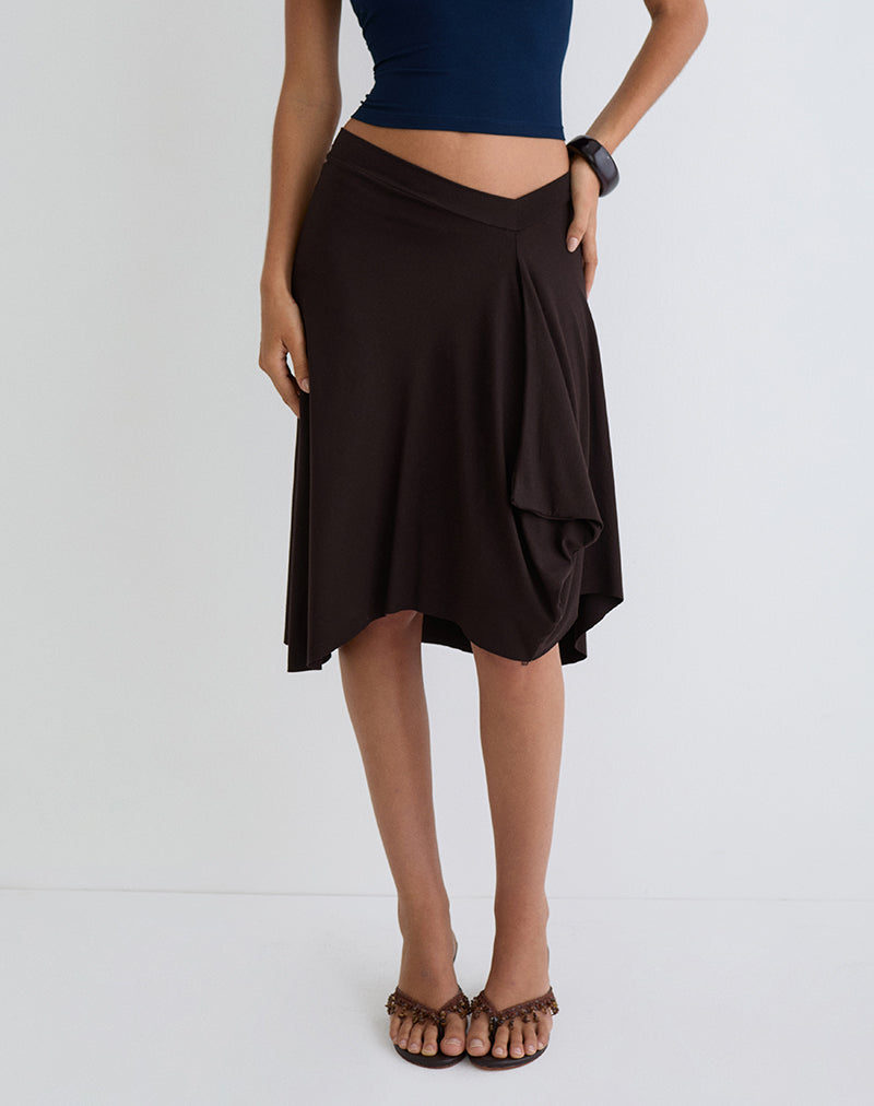 Jupe midi Esmeray, marron chocolat