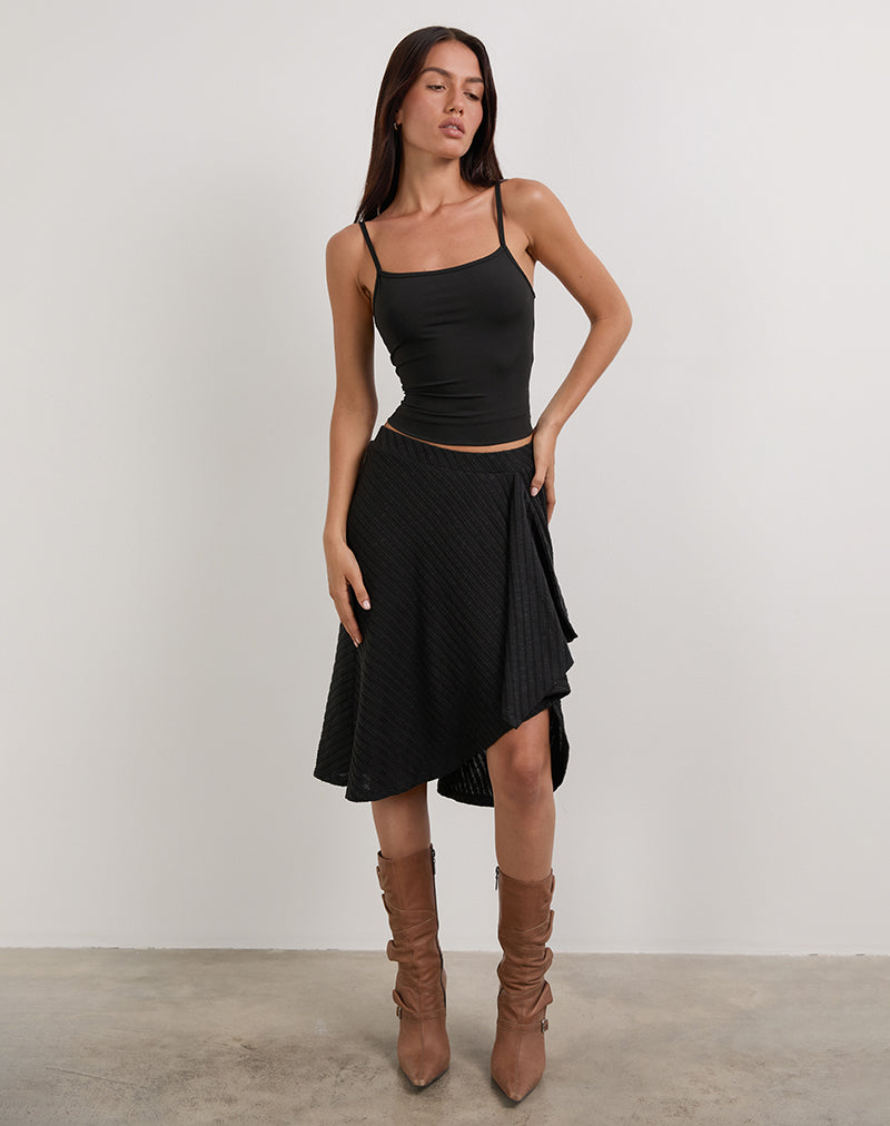 Image Esmeray Jupe midi en maille diagonale transparente Noir