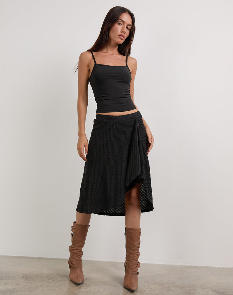 Image Esmeray Jupe midi en maille diagonale transparente Noir