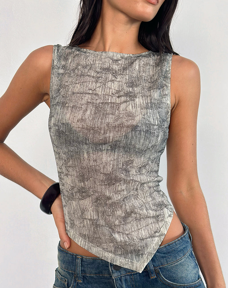 Gilet Etta en maille transparente gris