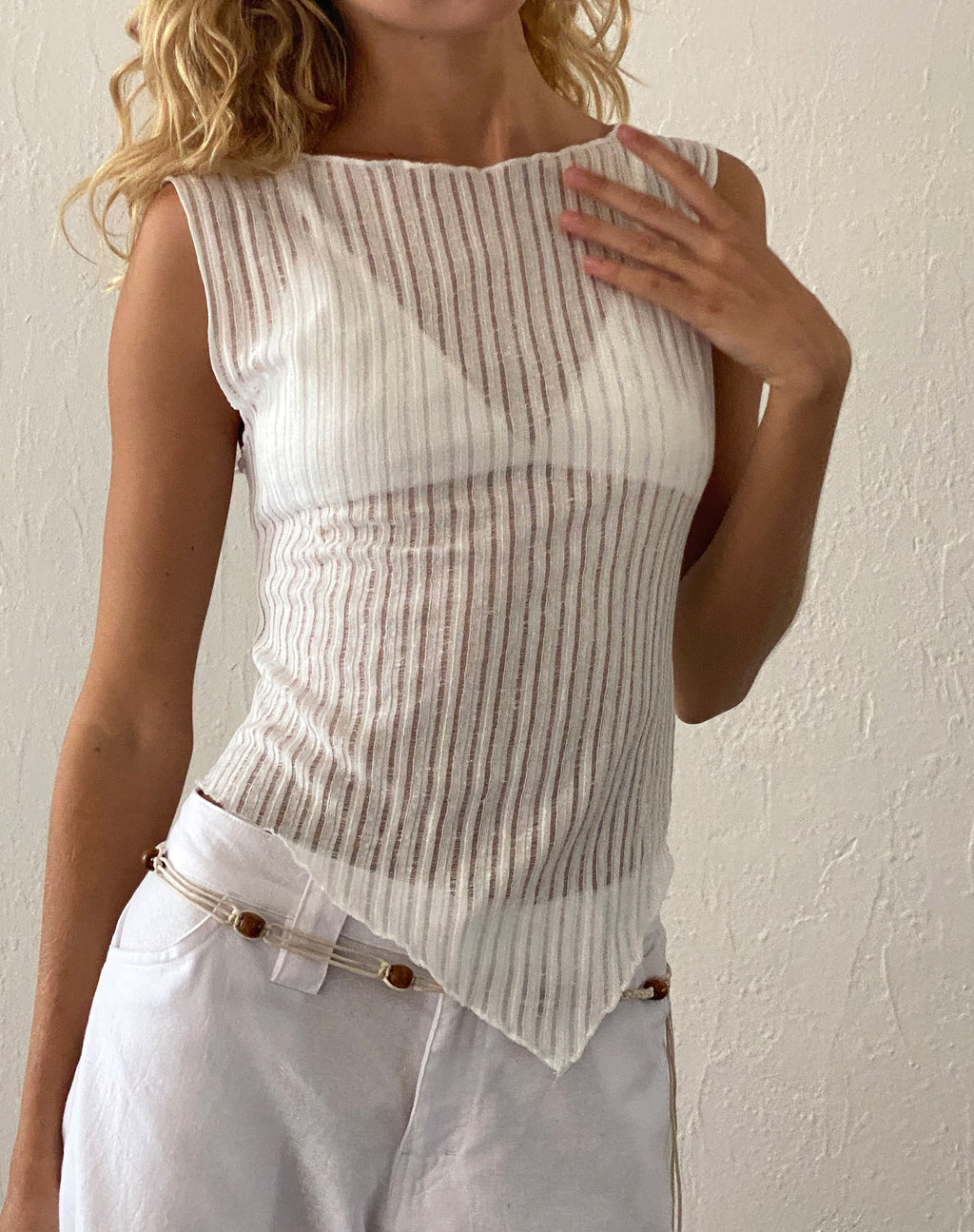 Gilet en maille Etta, ivoire