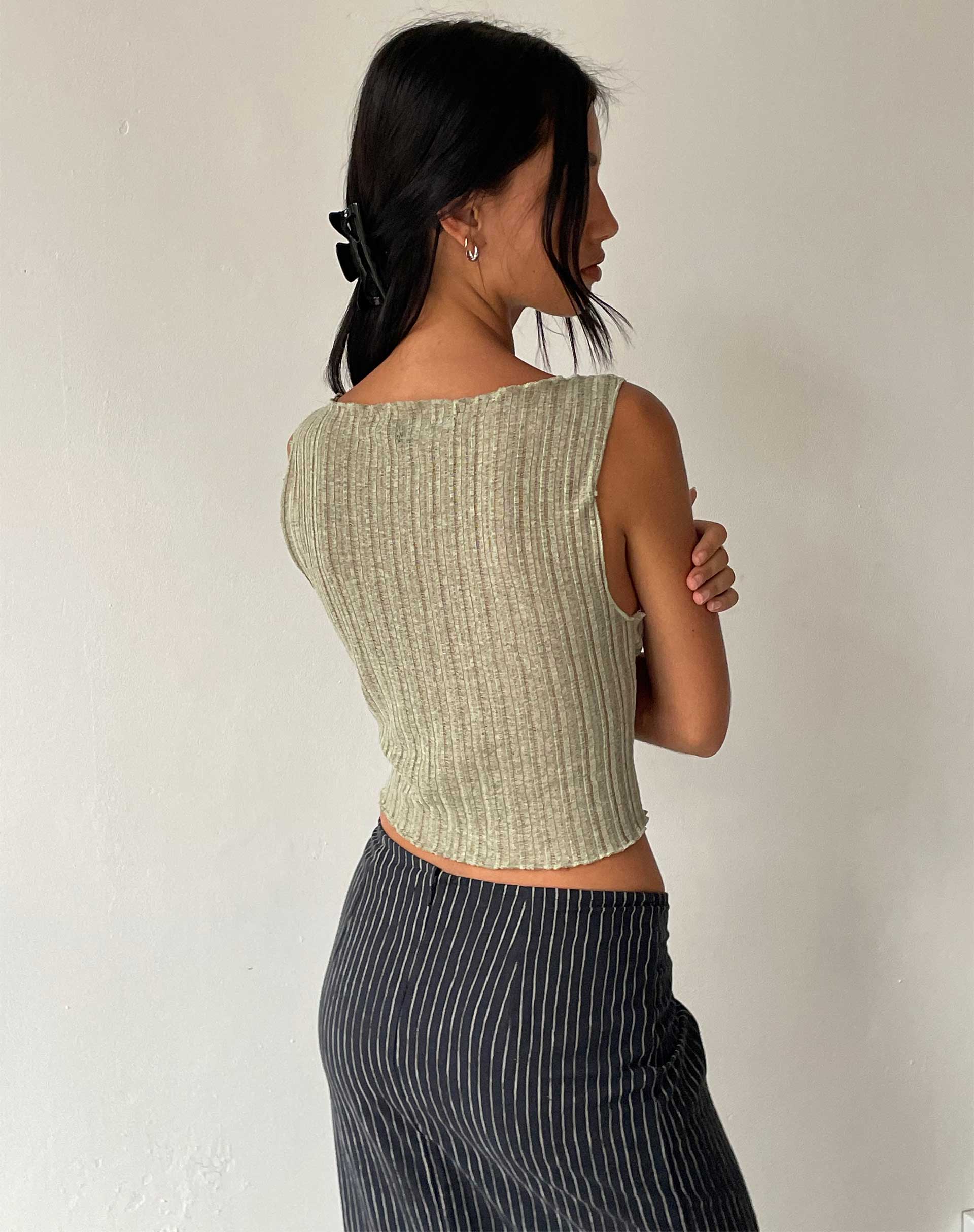 image de Etta Knitted Vest Top in Sage