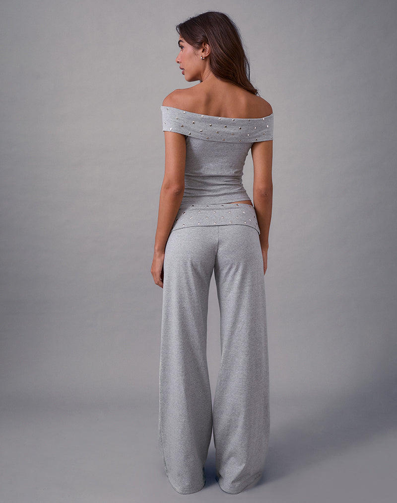 Image de Nevivi Foldover Trouser in Studded Grey Marl