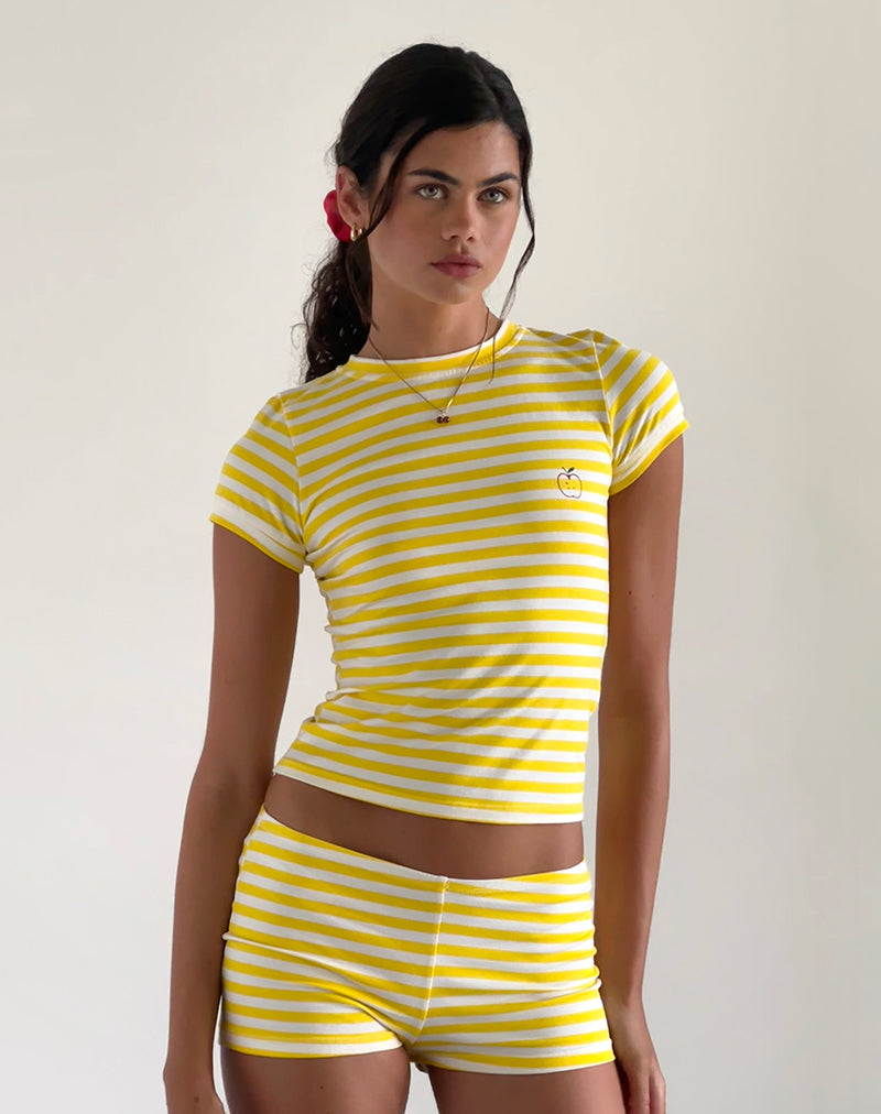Image du short Eunia à rayures jaunes et blanches