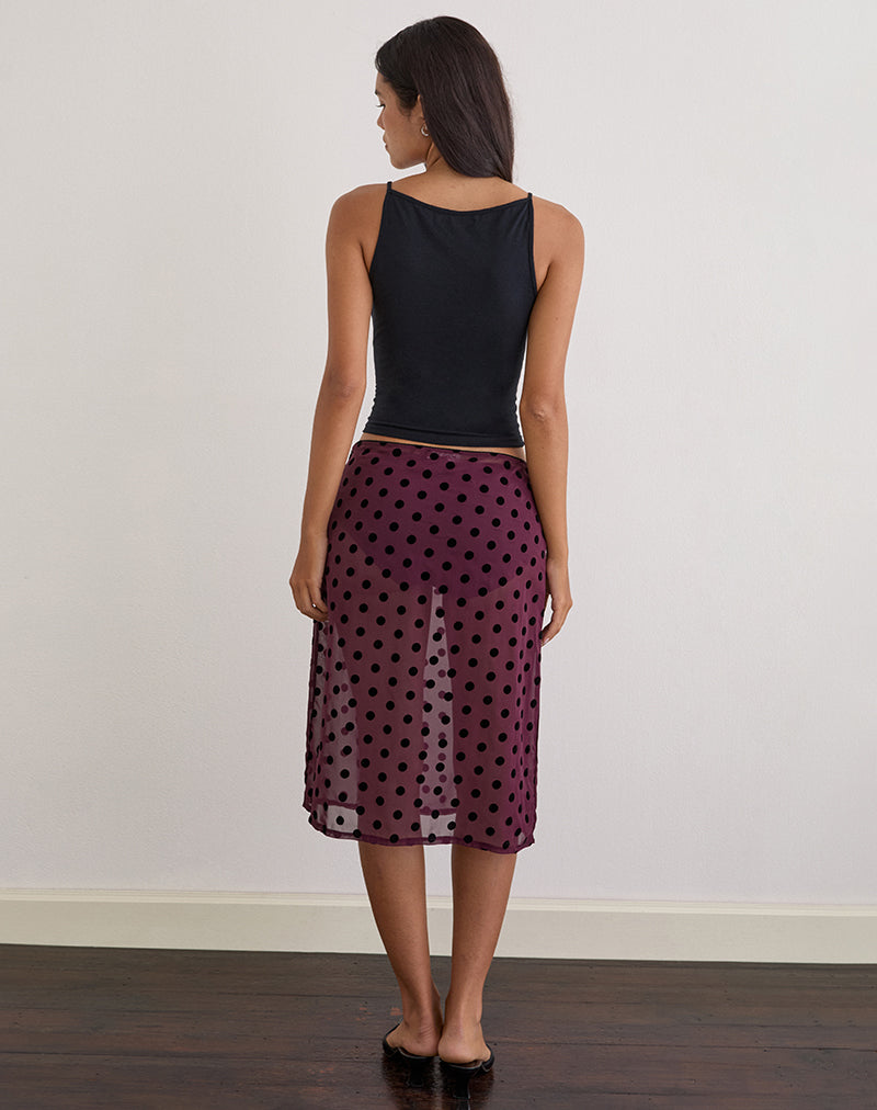 Image of Evani Unlined Midi Skirt in Vintage Polka Maroon