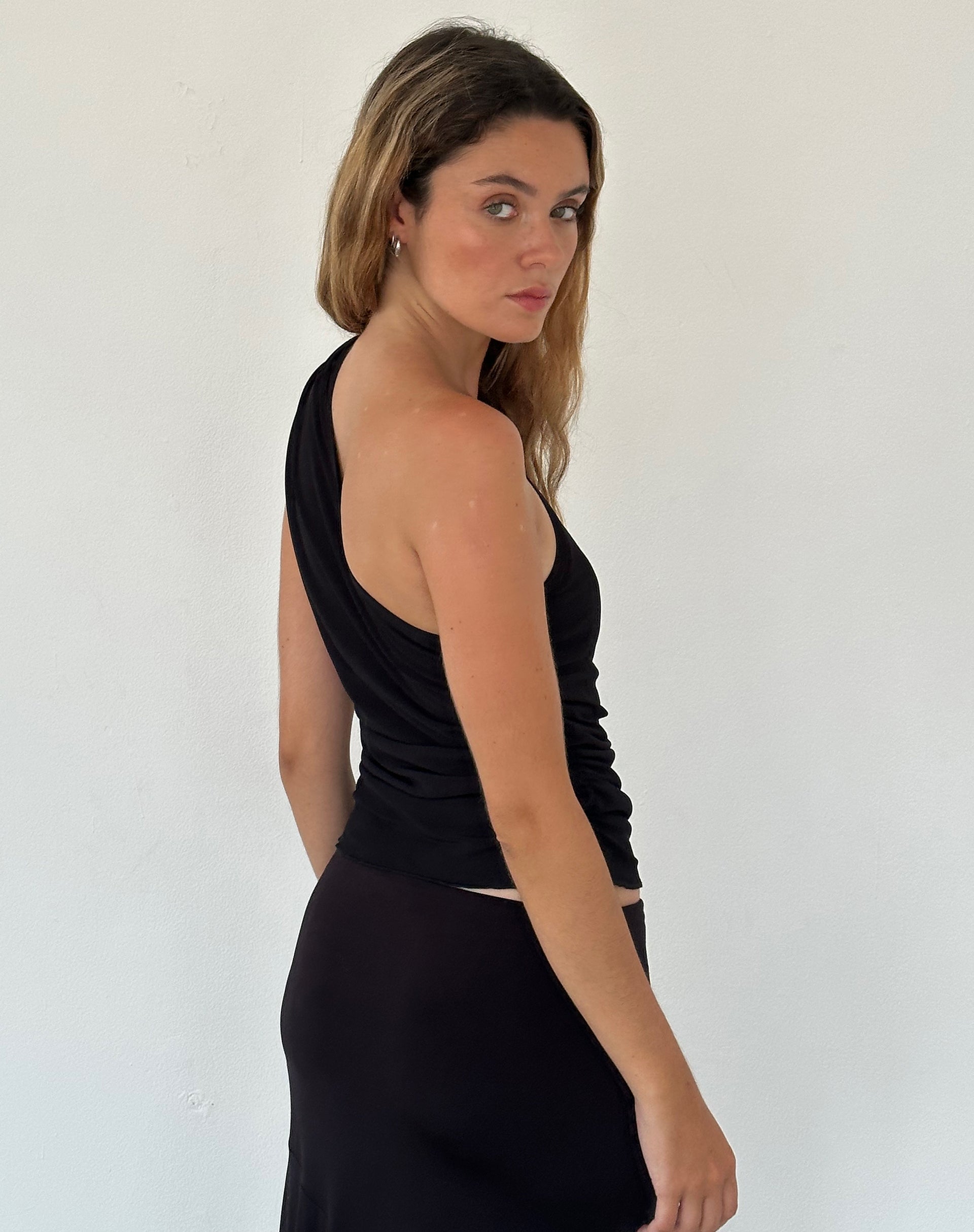 Image de Evelina One Shoulder Top in Black Mesh