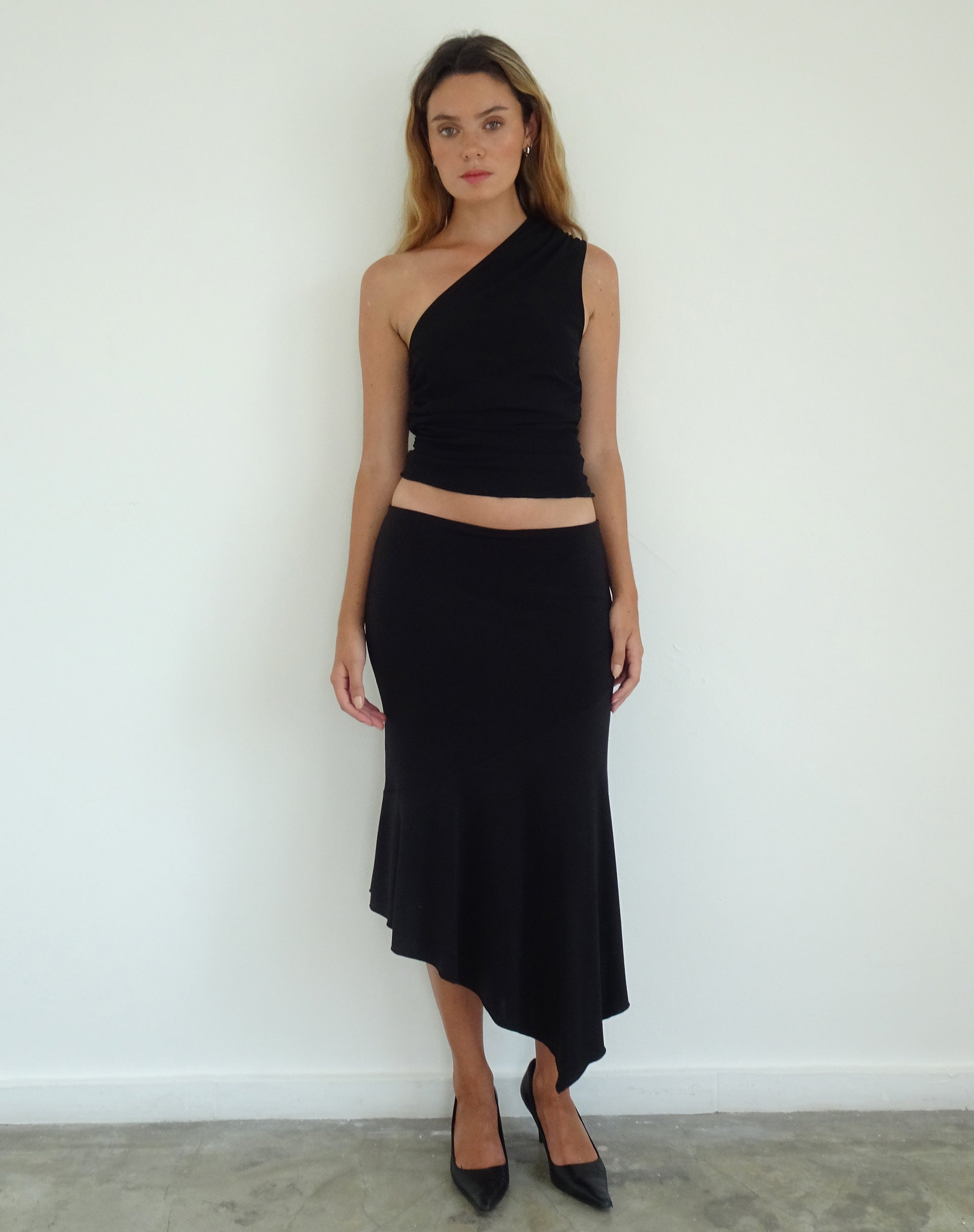 Image de Evelina One Shoulder Top in Black Mesh