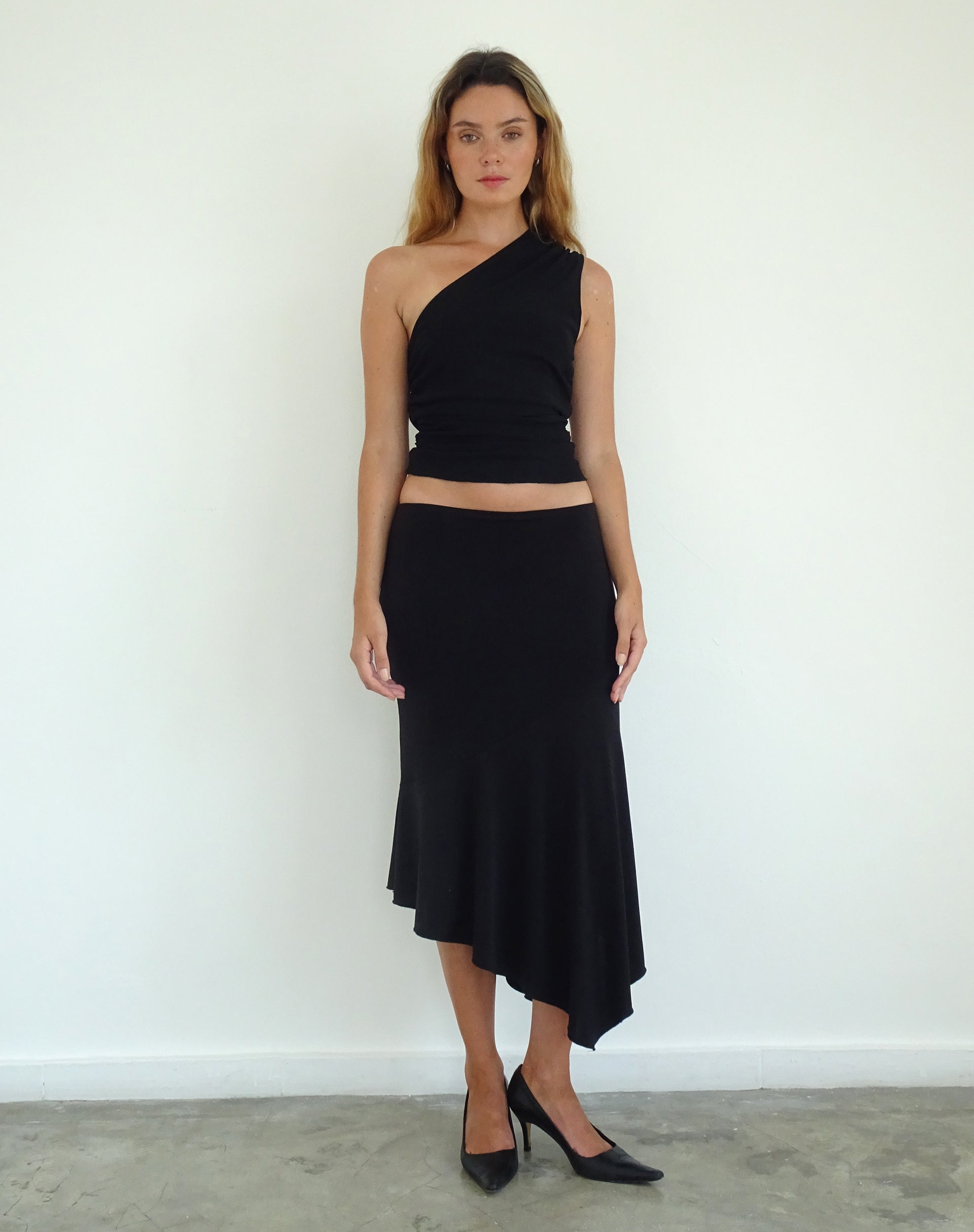 Image de Evelina One Shoulder Top in Black Mesh