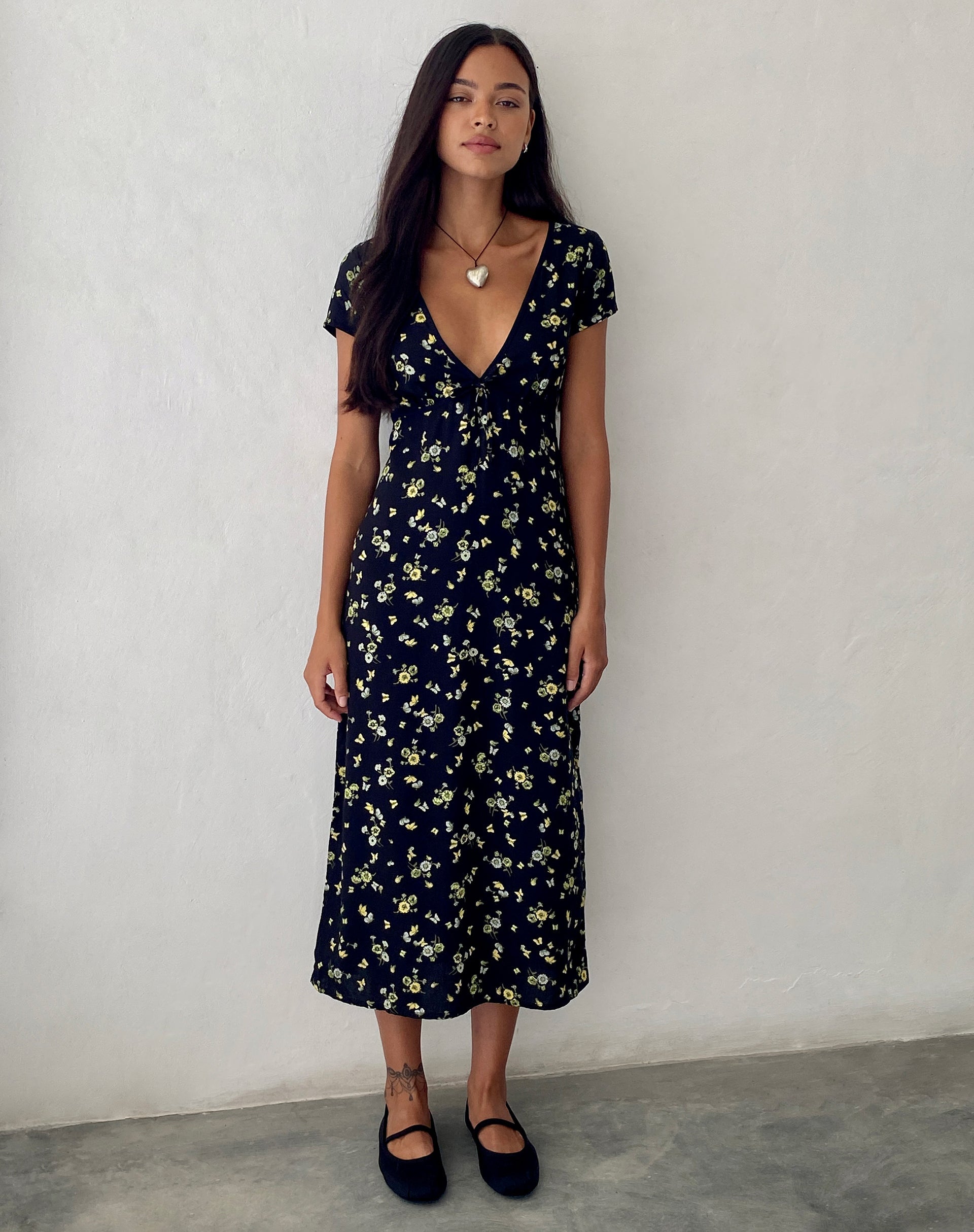 Image de Eviaso Midi Dress in Lemon and Lime Black