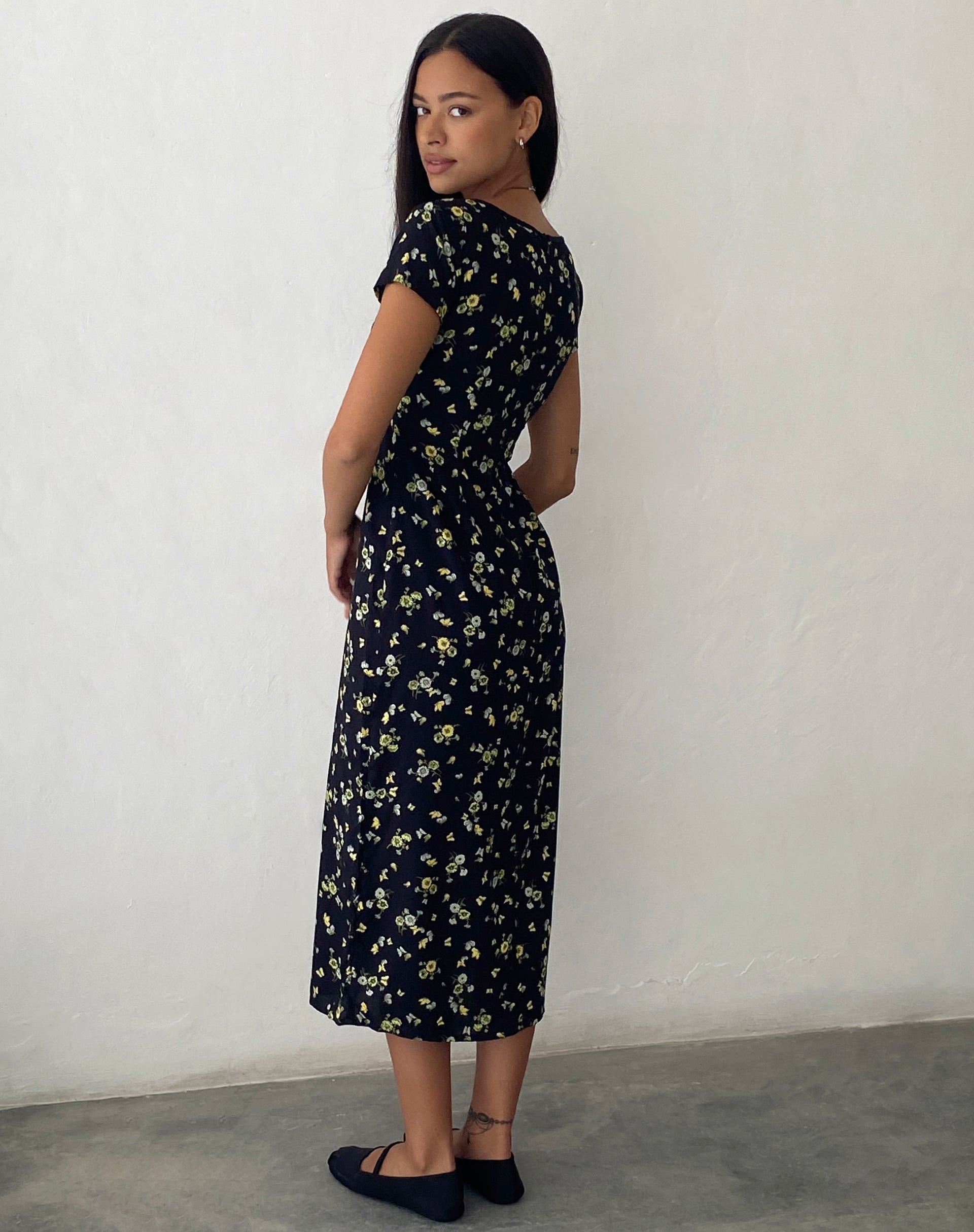 Image de Eviaso Midi Dress in Lemon and Lime Black