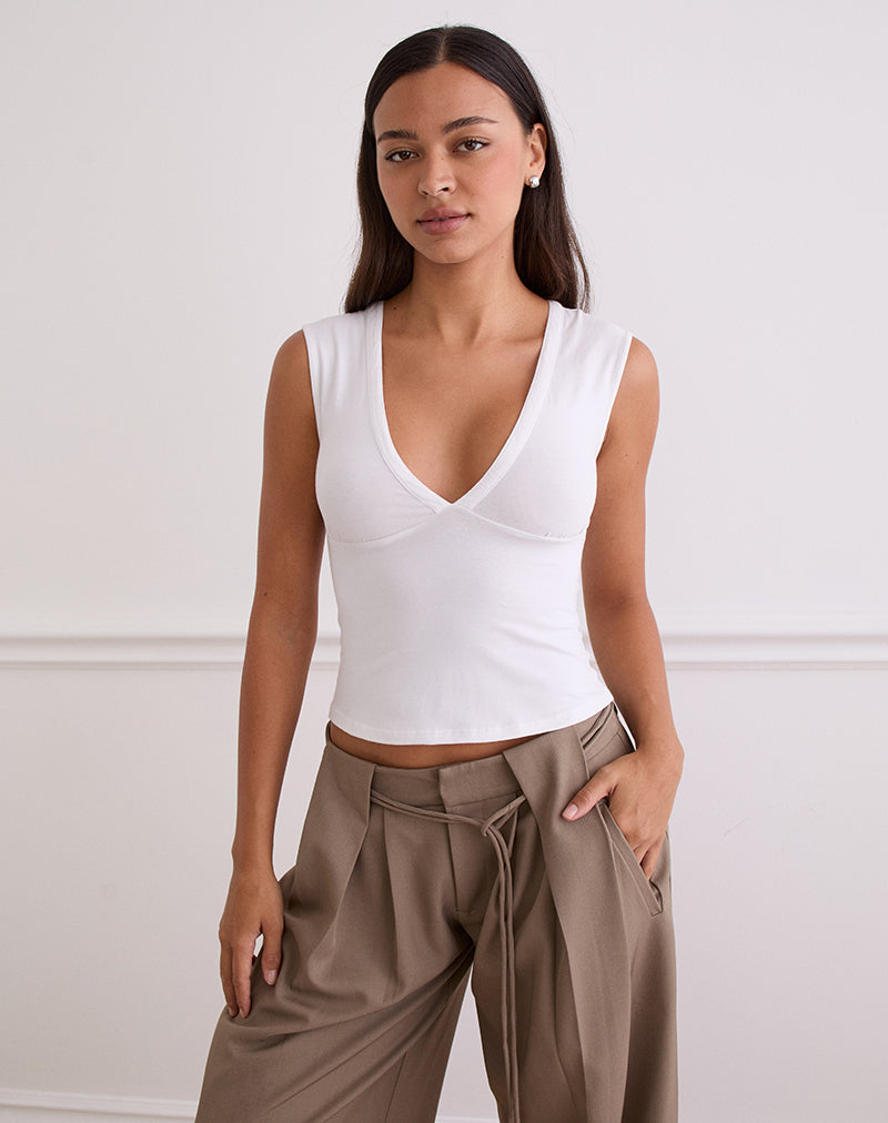 Image de Emberly Plunge Top in White
