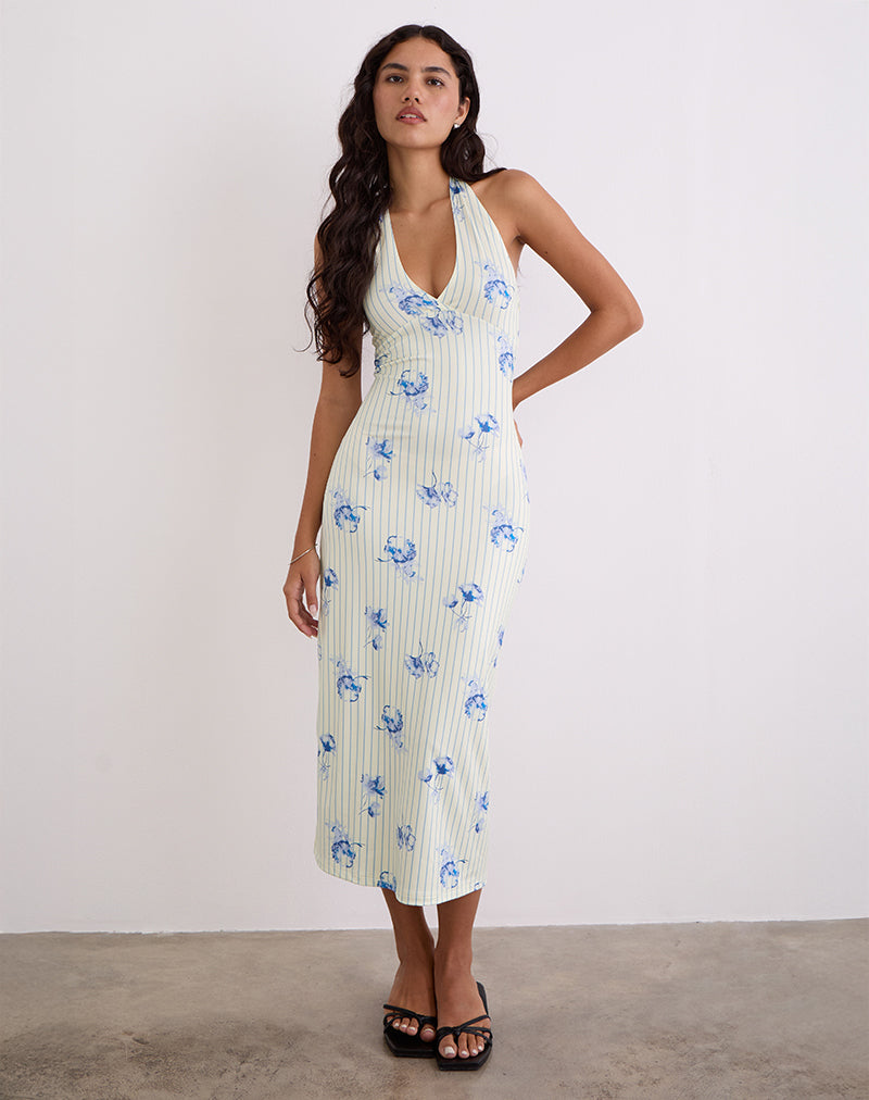 Image de Fadwa Midi Dress in Floral Stripe Cream