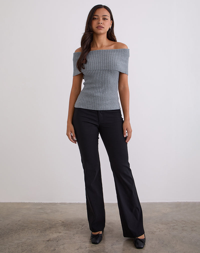 Image de Fahari Foldover Top in Rib Knit Grey