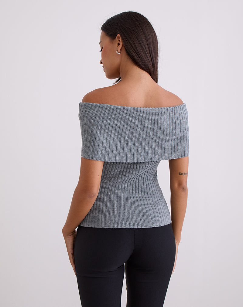 Image de Fahari Foldover Top in Rib Knit Grey
