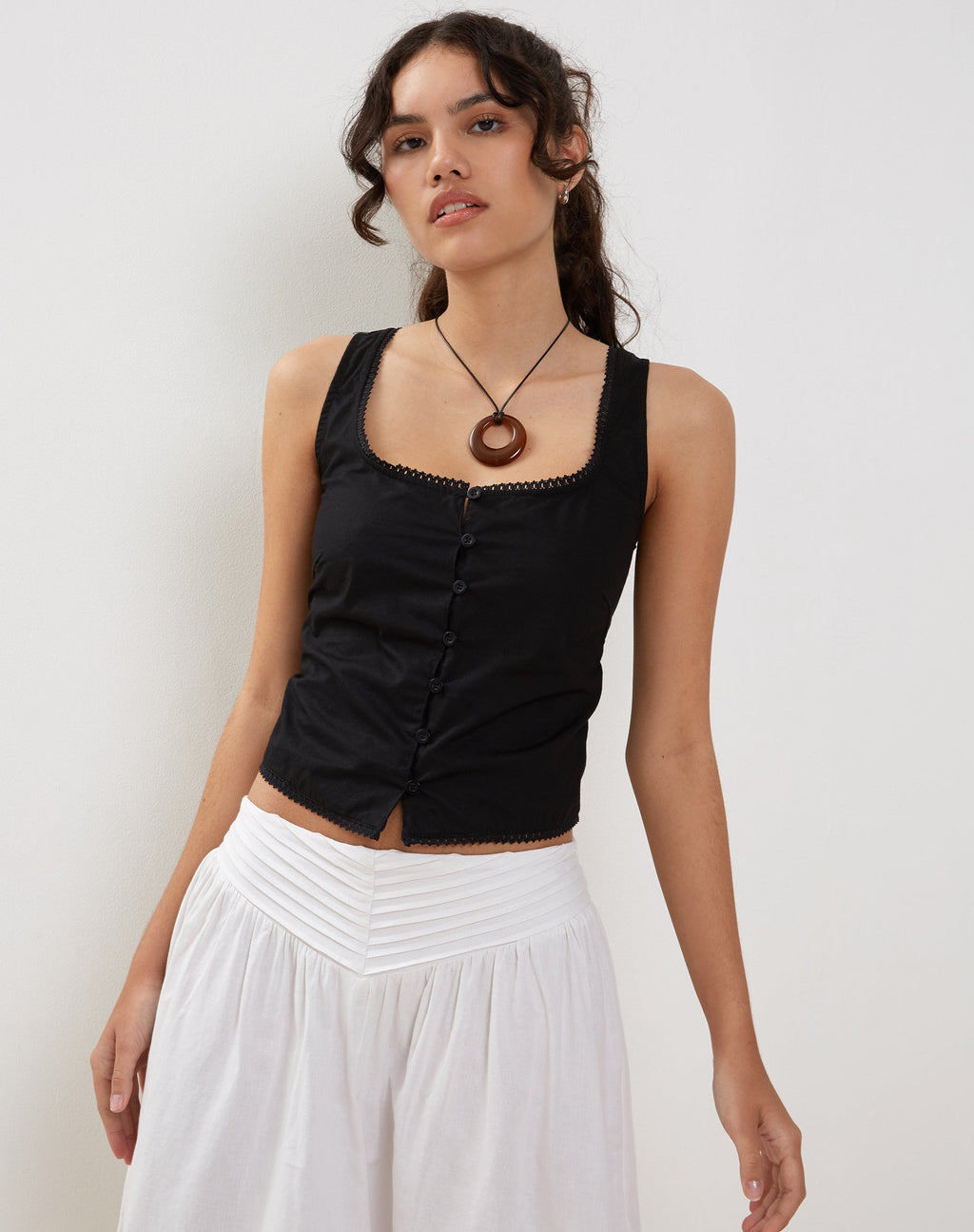 Top Fawn en popeline noir