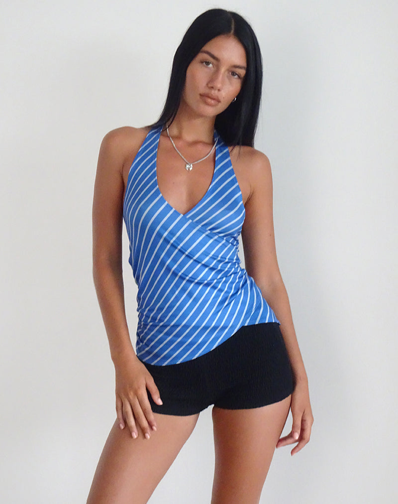 Image de Fayez Slinky Top in Blue Diagonal Stripe