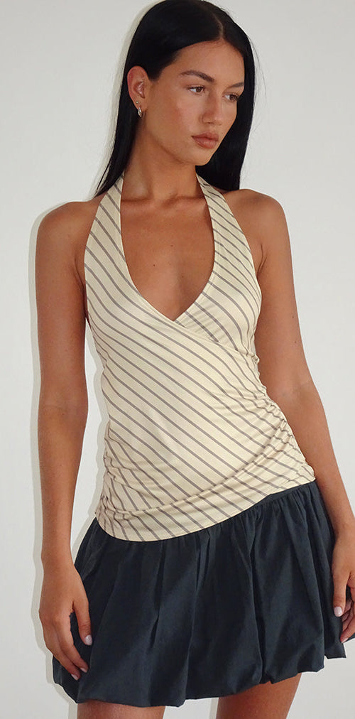 Image de Fayez Slinky Top in Yellow Diagonal Stripe