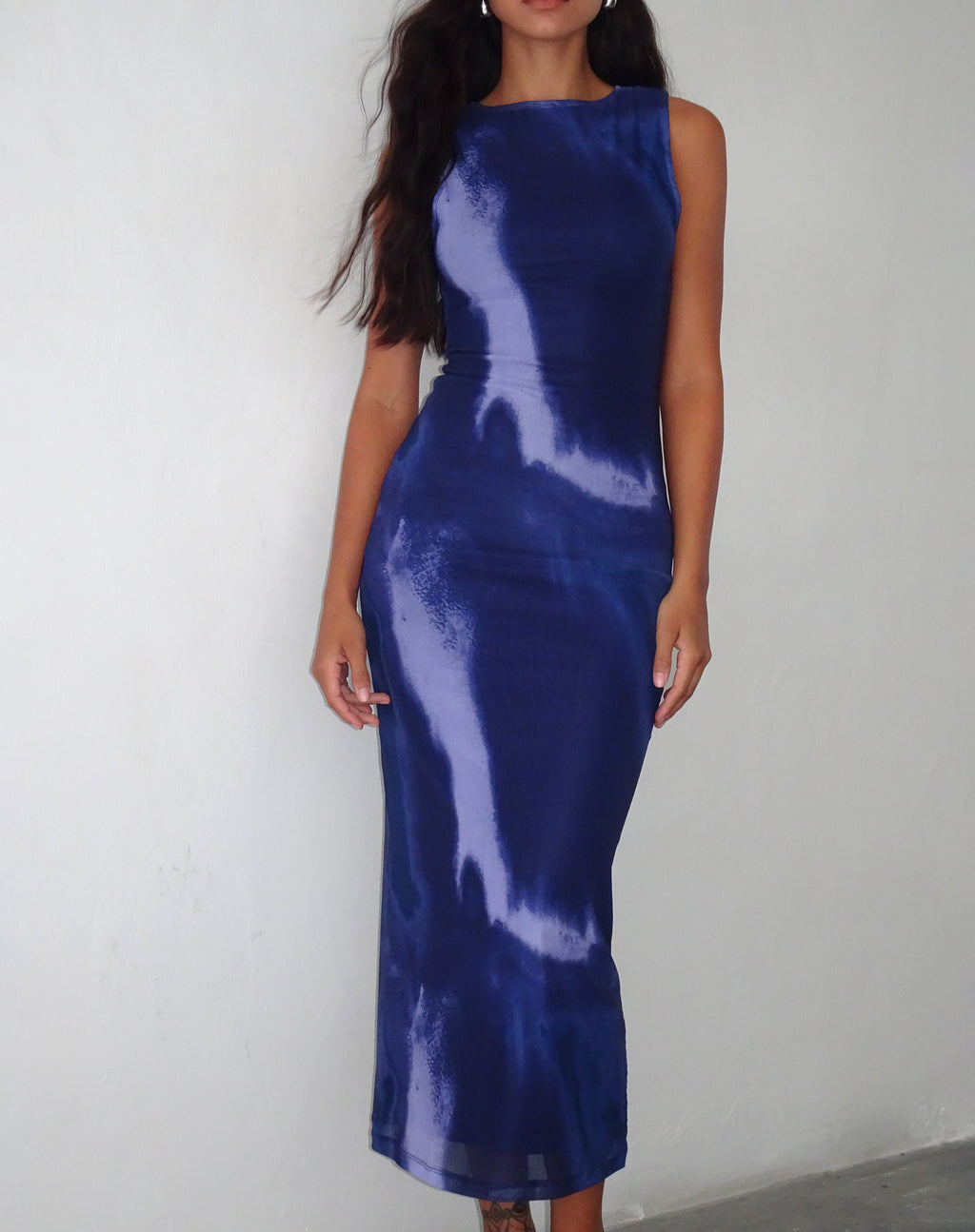 Robe longue imprimée Fayola, aquarelle marine