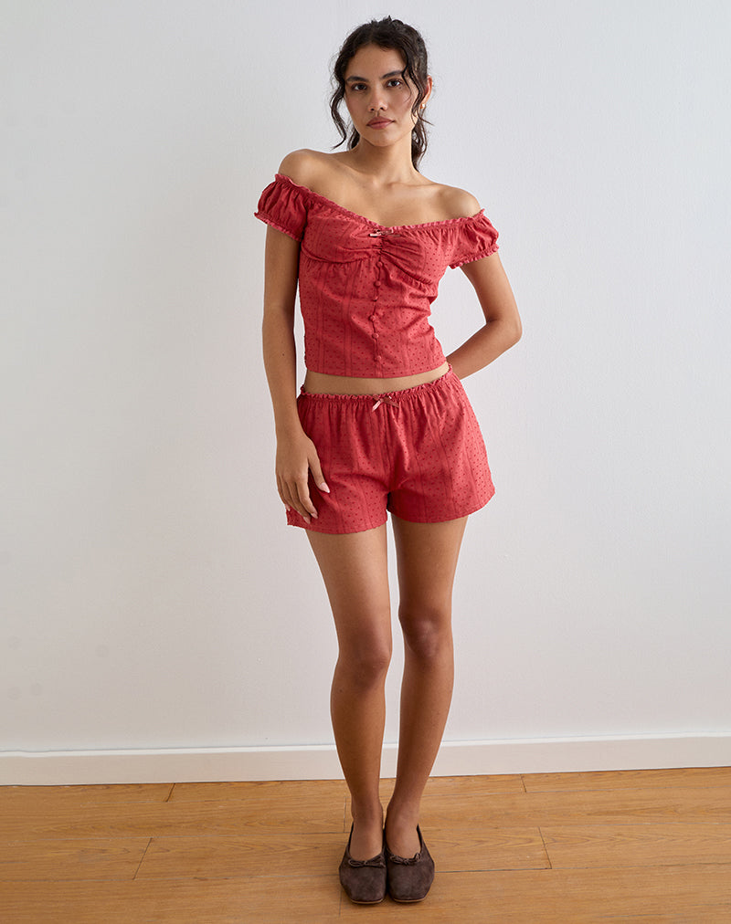 Image de Sumi Shorts in Cotton Dobby Red