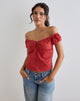 Image de Fayra Bardot Corset Top in Dobby Red