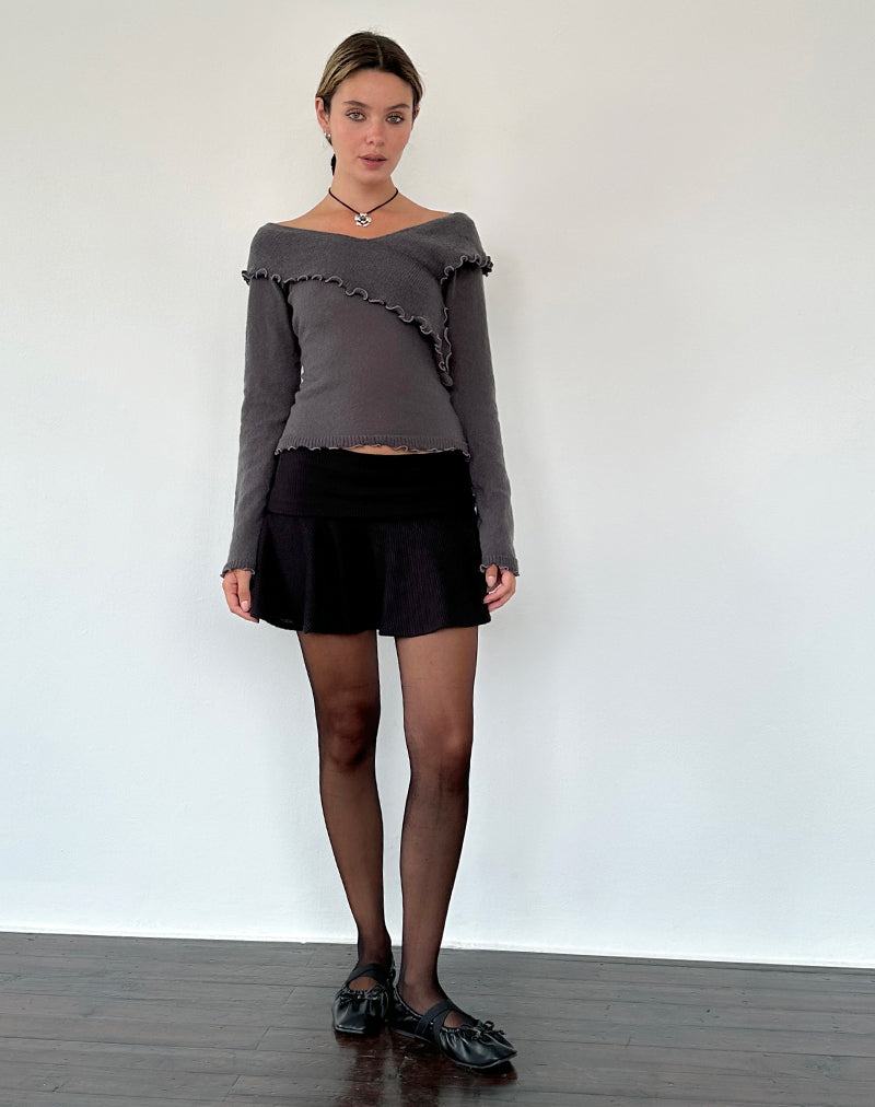 Image de Febby Sheer Knit Jumper in Dark Charcoal